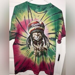 DOM tie dye cat pawsitive vibes graphic shirt  Large